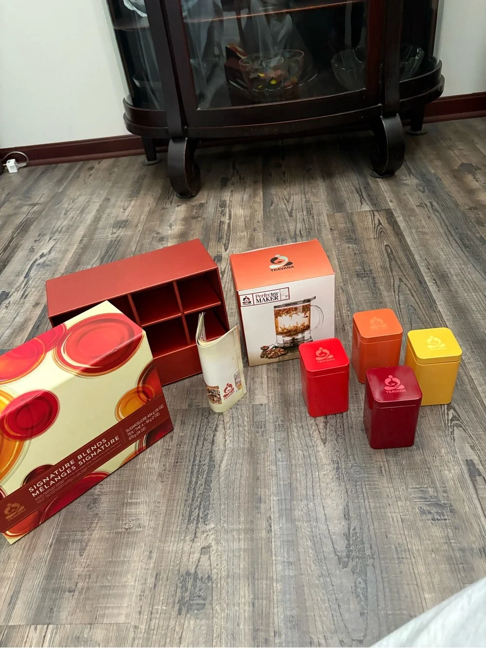 Vintage Teavana empty canister set with brand new perfect tea maker in box